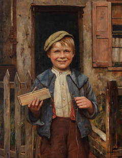 Charles Spencelayh, RMS, HRBSA (British, 1865-1958) 'On Mischief Bent': Charles Spencelayh, RMS, HRBSA (British, 1865-1958)'On Mischief Bent'signed 'CSPENCELAYH' (lower right); further signed with initials and inscribed 'ON MISCHIEF BENT/ CS' (on the reverse) oil on canva