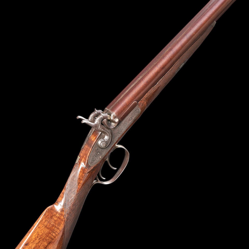W.W. Greener 12 Gauge Double-barrel Percussion Shotgun, (1 of 2)
