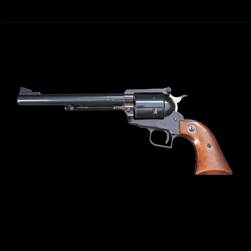 Ruger Super Blackhawk Single-action Revolver, Curio or Relic firearm: Ruger Super Blackhawk Single-action Revolver, 1970. Serial number 80-15664, .44 Magnum caliber, deep blue steel barre, cylinder and frame with proper roller engraved markings, adjustable rear sight, s