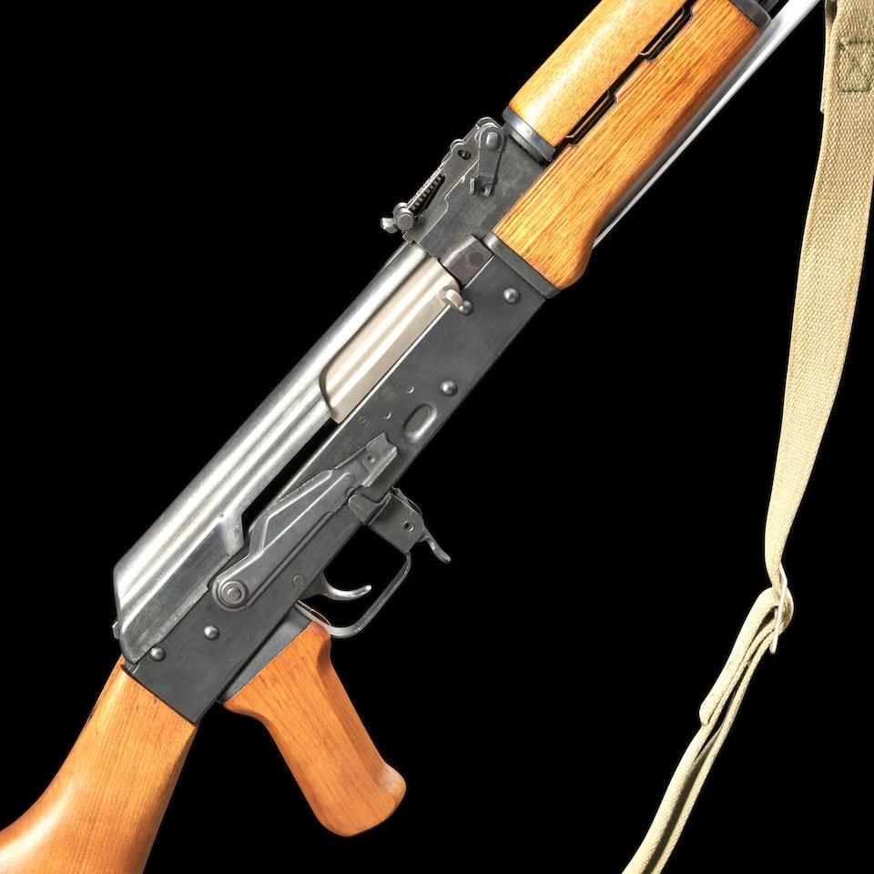 Poly Technologies Model AKS-762 Semi-automatic Rifle, Modern firearm: Poly Technologies Model AKS-762 Semi-automatic Rifle, late 20th century, Serial number CW-90800, 7.62x39mm caliber, blued steel barrel and receiver with proper roller engraved markings, hard wood stoc