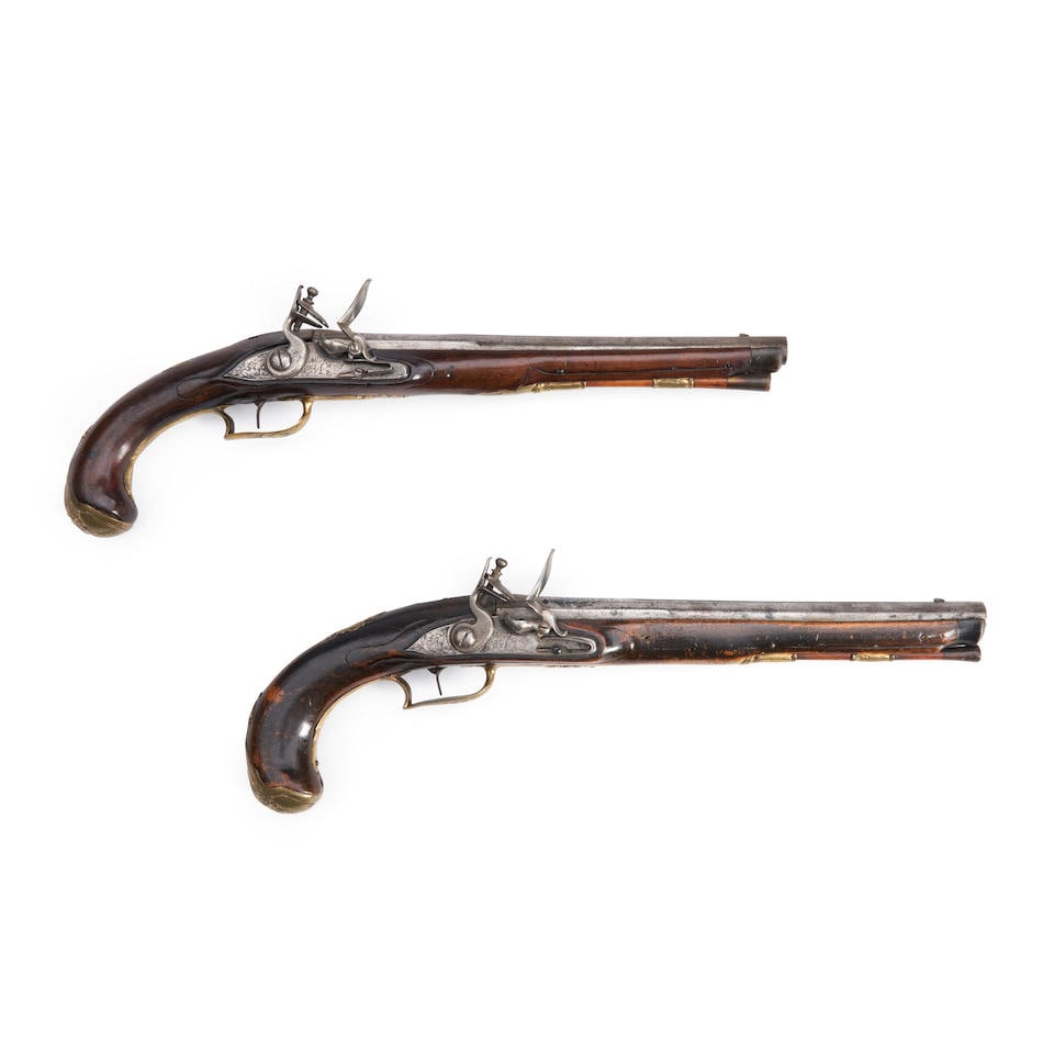 Pair of European Flintlock Holster Pistols, (1 of 2)
