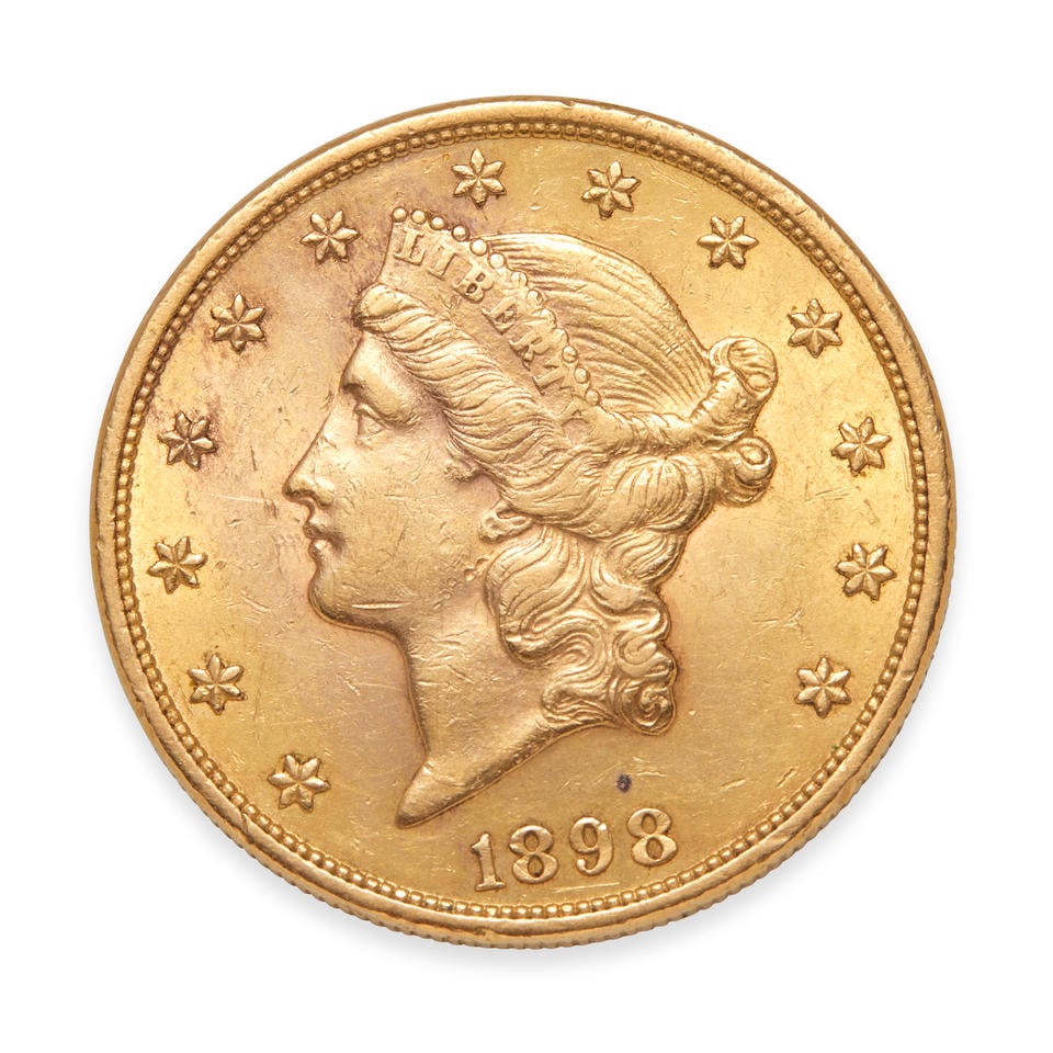United States 1898 Liberty $20 Double Eagle Gold Coin. (1 of 2)