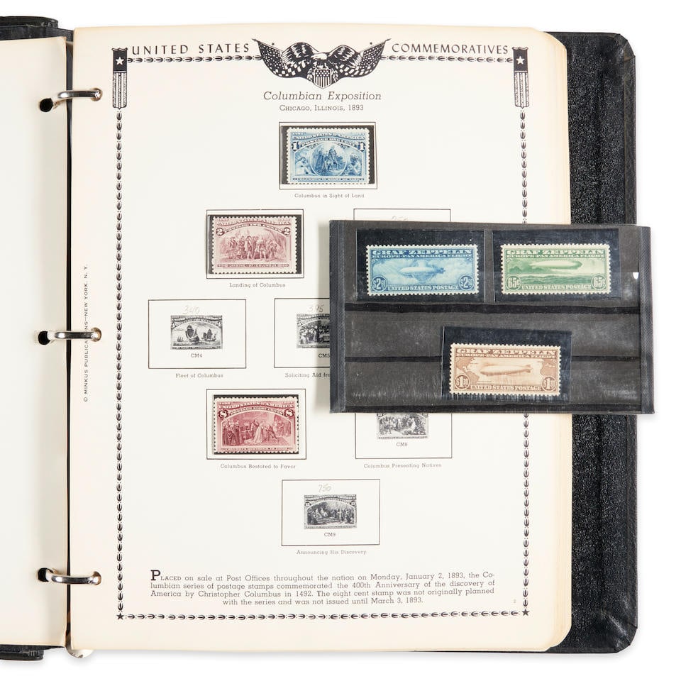 Three Graf Zeppelin Stamps, U.S. Commemorative Stamp Album and Related Stamp Collections. (1 of 2)