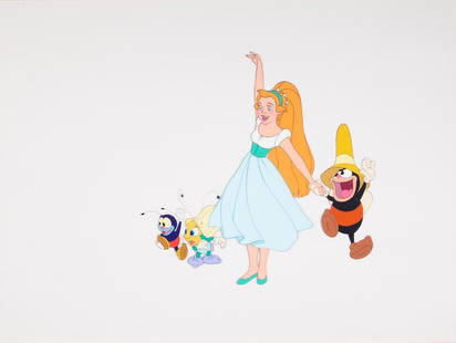 Set of 2 Animation Cels for The Black Cauldron and Thumbelina: Set of 2 Animation Cels for The Black Cauldron and Thumbelina Disney, 1985/Warner Bros., 1994. Set of 2 animation cel set ups including 1-The Black Cauldron hand painted cel on production made