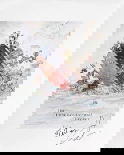 George Lucas Signed Titanic-themed Star Wars Poster for Variety: George Lucas Signed Titanic-themed Star Wars Poster for Variety (1998) Printed color poster created for Variety trade magazine. It's a show-biz tradition for a record holding director to take out a