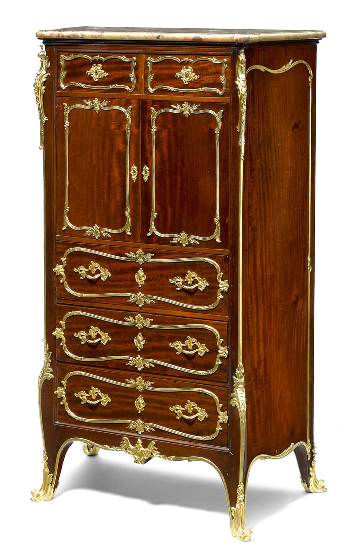 A Louis XV style gilt bronze mounted mahogany cabinet (1 of 1)
