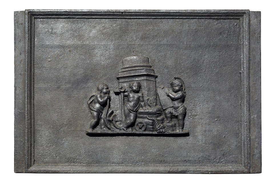 A Continental Baroque style cast iron fire back 19th century 19th century (1 of 1)