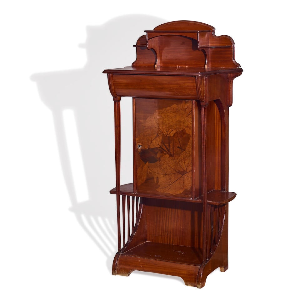 LOUIS MAJORELLE (1859-1926) Petite Buffetcirca 1900with bird and trees marquetry, mahogany, sign... (1 of 2)