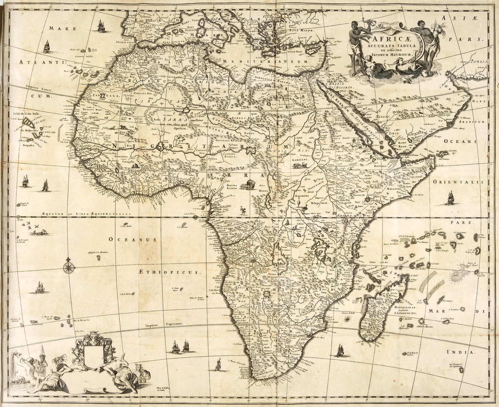 OGILBY, JOHN. 1600-1676. Africa: Being an Accurate Description of the Regions of Aegypt, Barbary...: OGILBY, JOHN. 1600-1676. Africa: Being an Accurate Description of the Regions of Aegypt, Barbary, Lybia, and Billedulgerid. London: Thomas Johnson for the author, 1670. Folio (416 x 264 mm.) Engraved