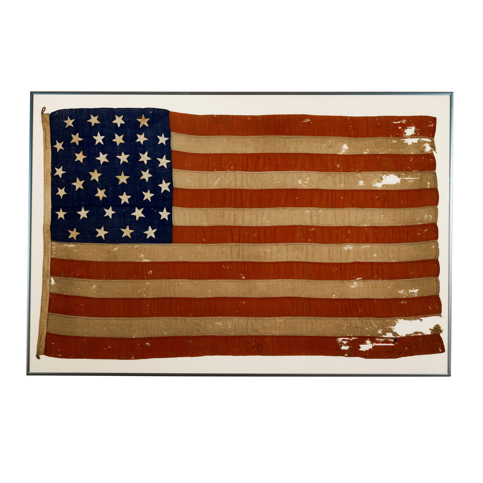 A U.S. 34-STAR FLAG USED BY THE SAINT LOUIS HOME GUARD. A hand-sewn pieced wool flag with applie... (1 of 2)