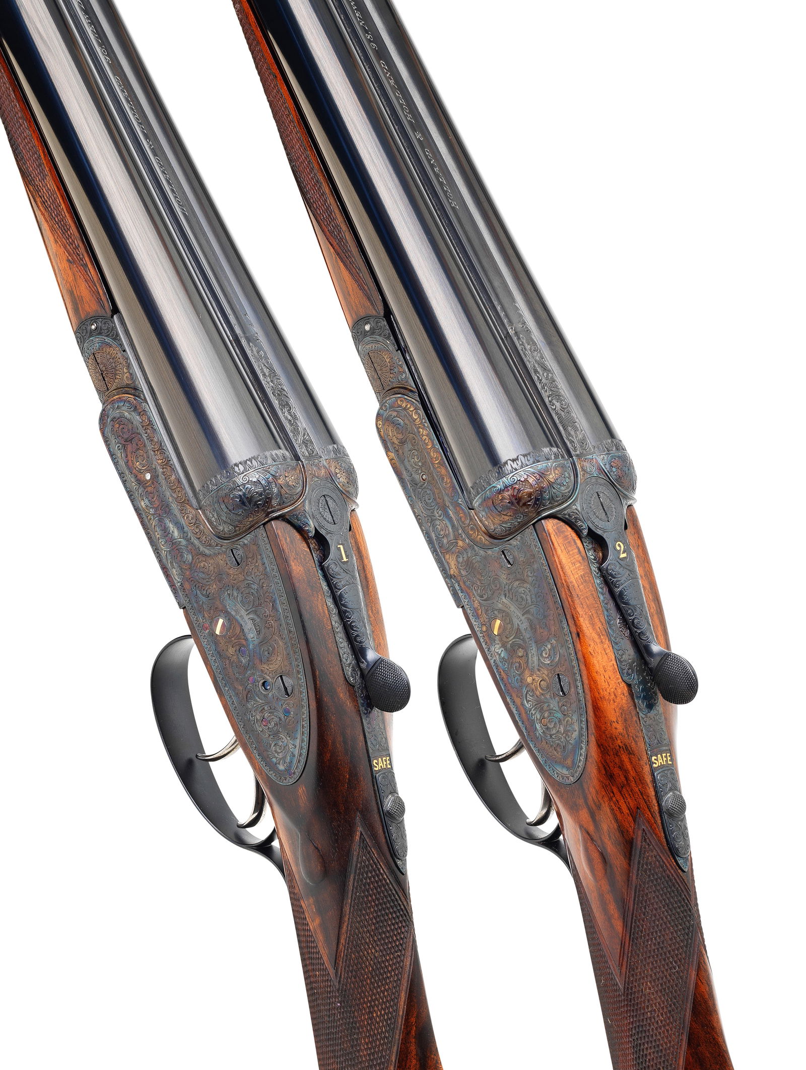 A pair of 12-bore 'Royal' sidelock ejector guns by Holland and Holland, no. 25381/2 In a double l... (1 of 1)