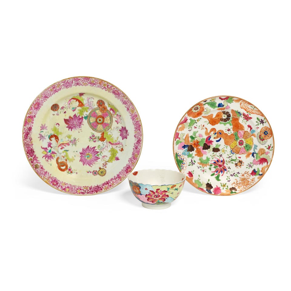 A GROUP OF THREE CHINESE EXPORT PORCELAIN 'TOBACCO LEAF' WARES Kangxi - Qianlong Period (3) (1 of 1)