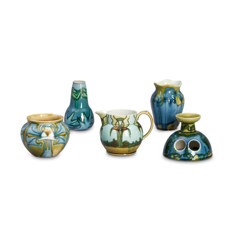 Five Small Minton Secessionist Ceramic Items, England, early 20th century, floral decoration, al... (1 of 6)