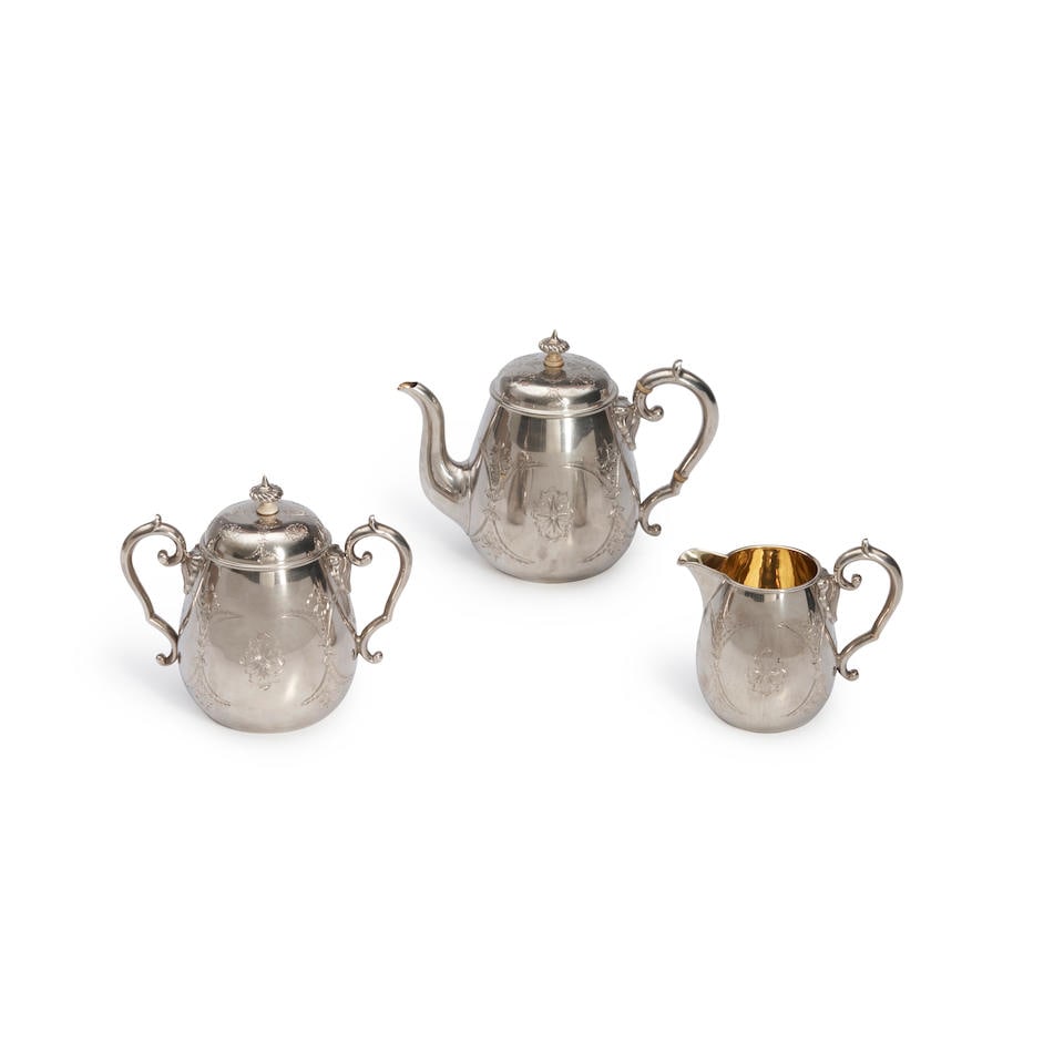 Three Piece Russian .875 Silver Tea Set, (1 of 1)