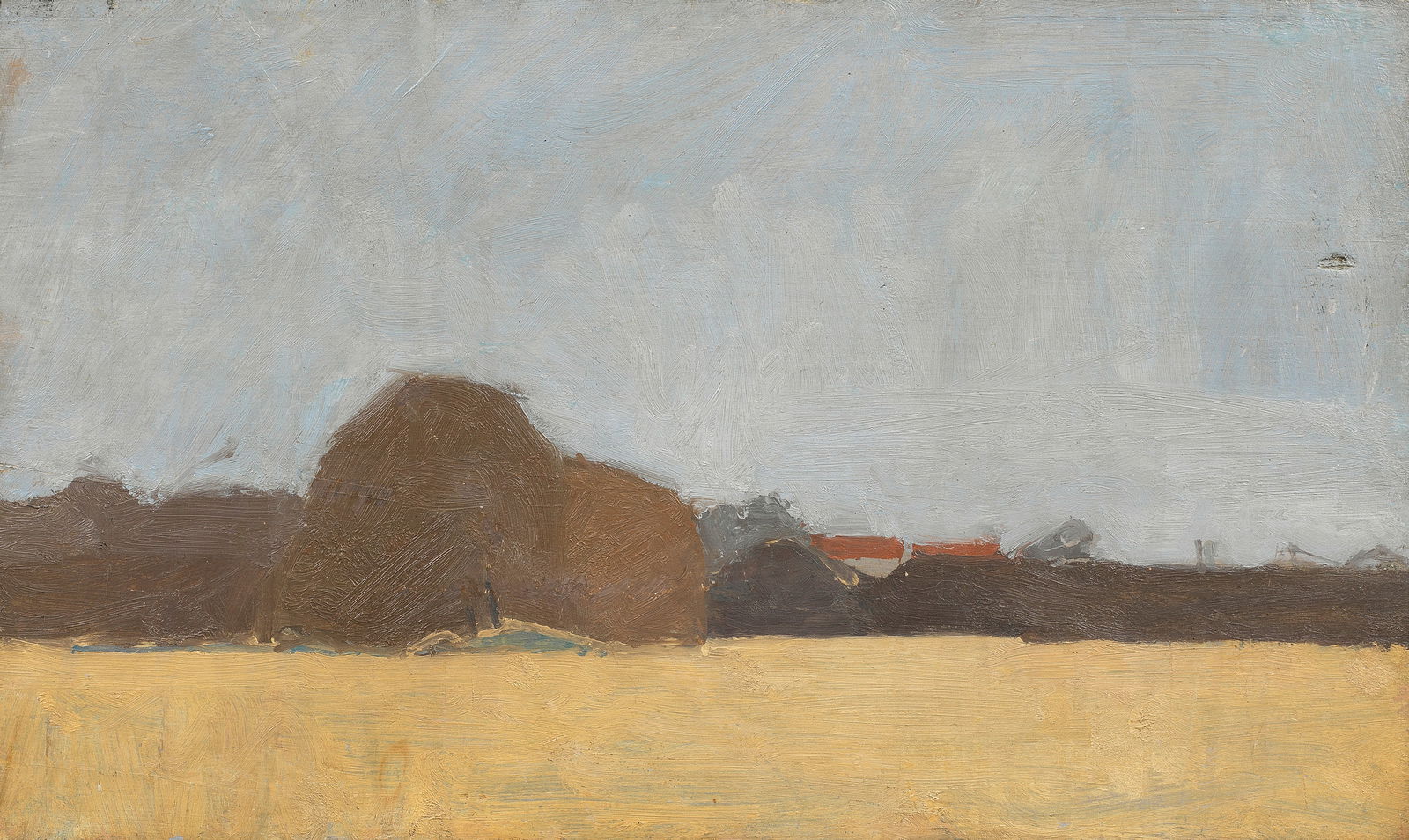 Euan Uglow (British, 1932-2000) Landscape, Edge of Field 24.8 x 41.8 cm. (9 3/4 x 16 3/8 in.) (P...: Euan Uglow (British, 1932-2000) Landscape, Edge of Field oil on board 24.8 x 41.8 cm. (9 3/4 x 16 3/8 in.) Painted circa 1960 Footnotes: Provenance Private Collection, U.S.A. Litera