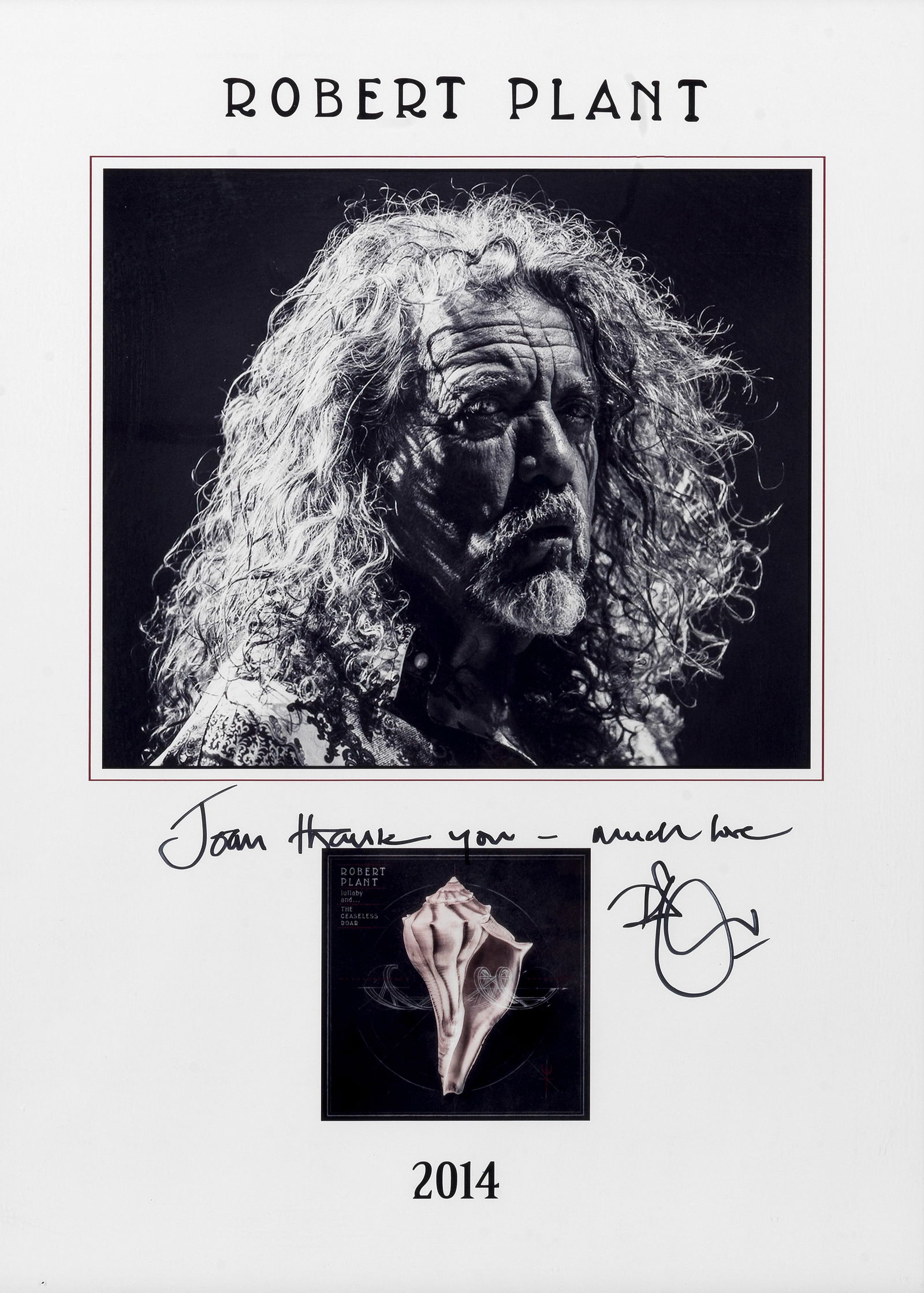Robert Plant: A Lullaby And...The Ceaseless Roar Print Signed And Inscribed By Robert Plant, 2014, (1 of 1)