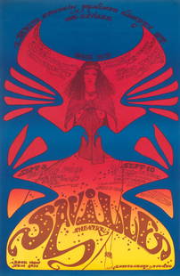 Jimi Hendrix: A Hapshash And The Coloured Coat Poster for the Jimi Hendrix Experience, 27th Augu...: Jimi Hendrix: A Hapshash And The Coloured Coat Poster for the Jimi Hendrix Experience,27th August 1967,printed Osiris Visions Ltd, for the band's show in London at the Saville Theatre, with opening ac