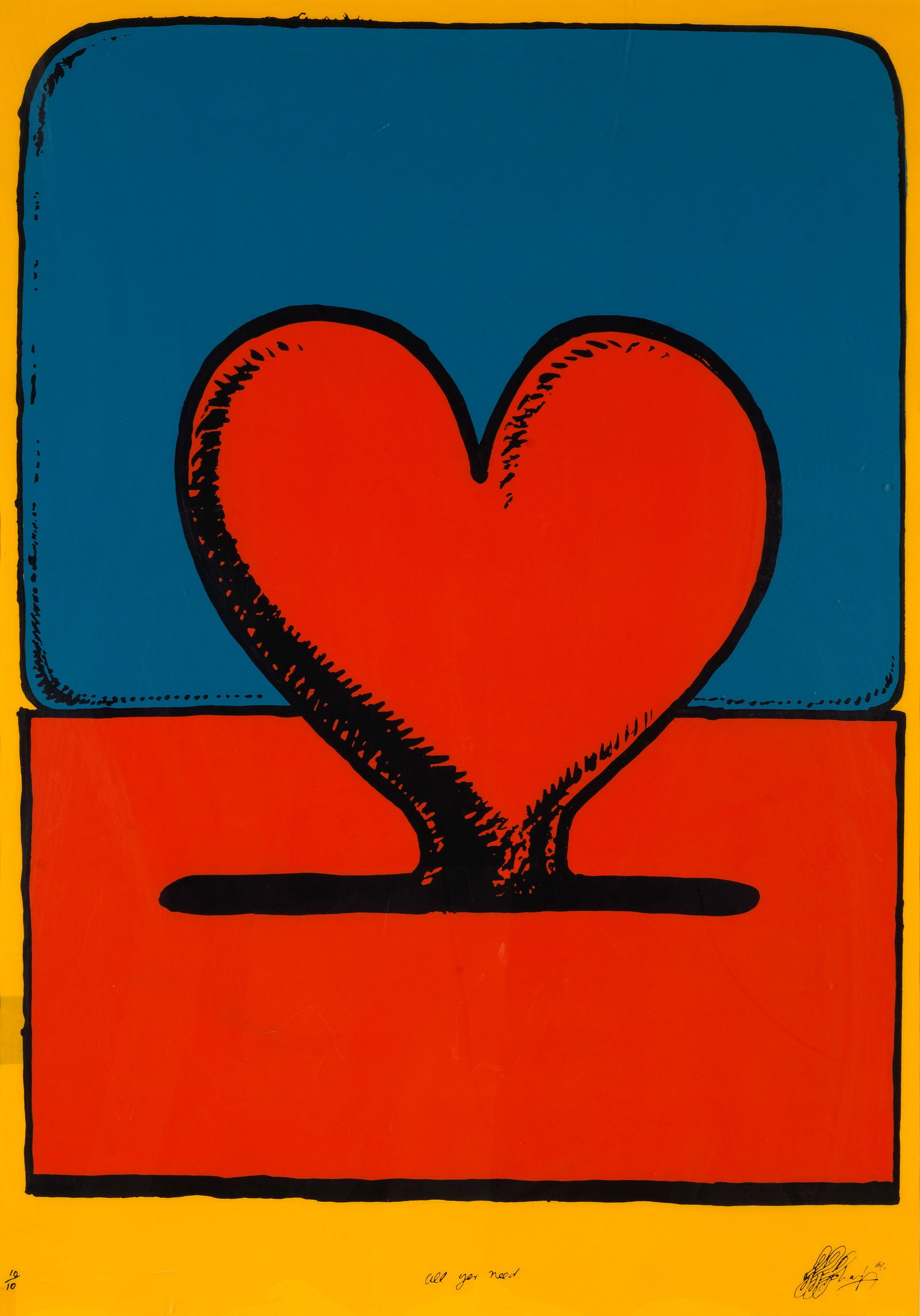 Martin Sharp (Australian, 1942-2013): All You Need, 1969,: Martin Sharp (Australian, 1942-2013): All You Need,1969,no. 10/10, silkscreen in colours on acrylic, numbered , titled and signed by the artist in black ink and dated '69', framed and glazed, image 26