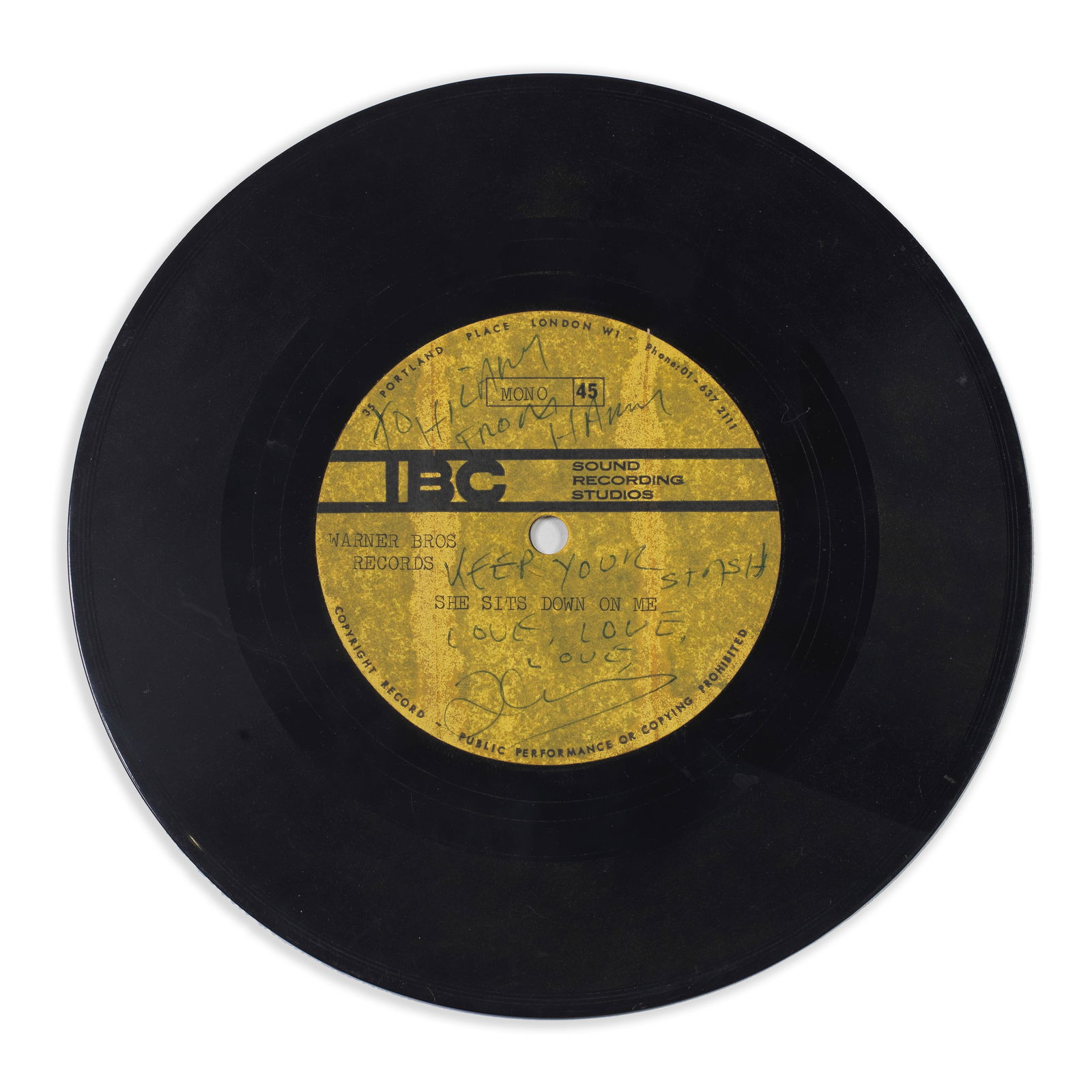 Harry Nillsson: An Acetate Recording Of She Sits Down On Me, 1976, (1 of 1)