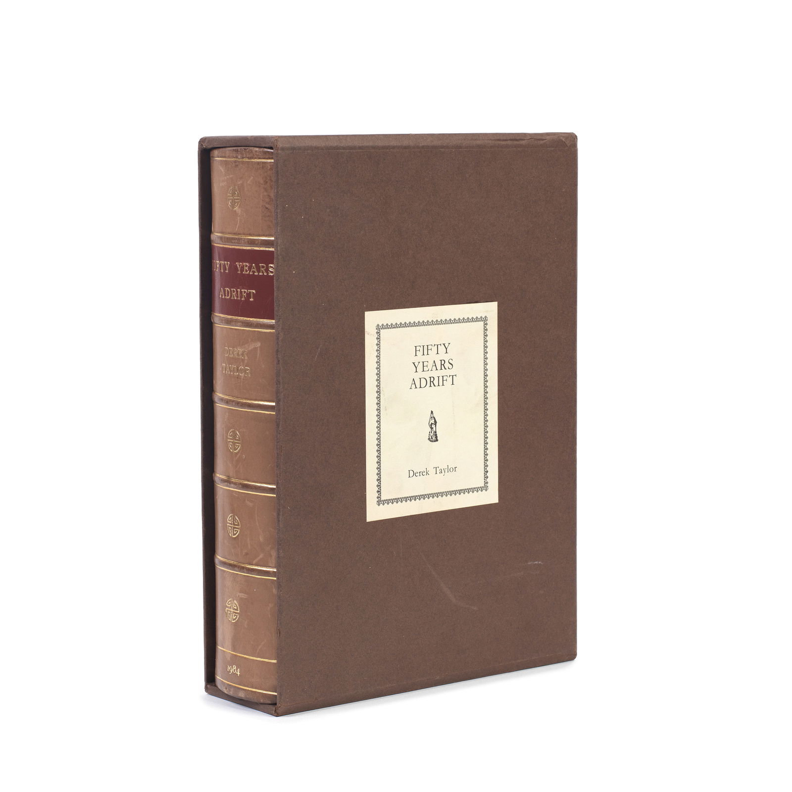 George Harrison/Ringo Starr: A Dedicated and Signed Copy of Fifty Years Adrift by Derek Taylor, ...: George Harrison/Ringo Starr: A Dedicated and Signed Copy of Fifty Years Adrift by Derek Taylor,Genesis Publications, 1984,no.121 from an edition of 2000, signed and inscribed to Hilary Gerrard by Dere