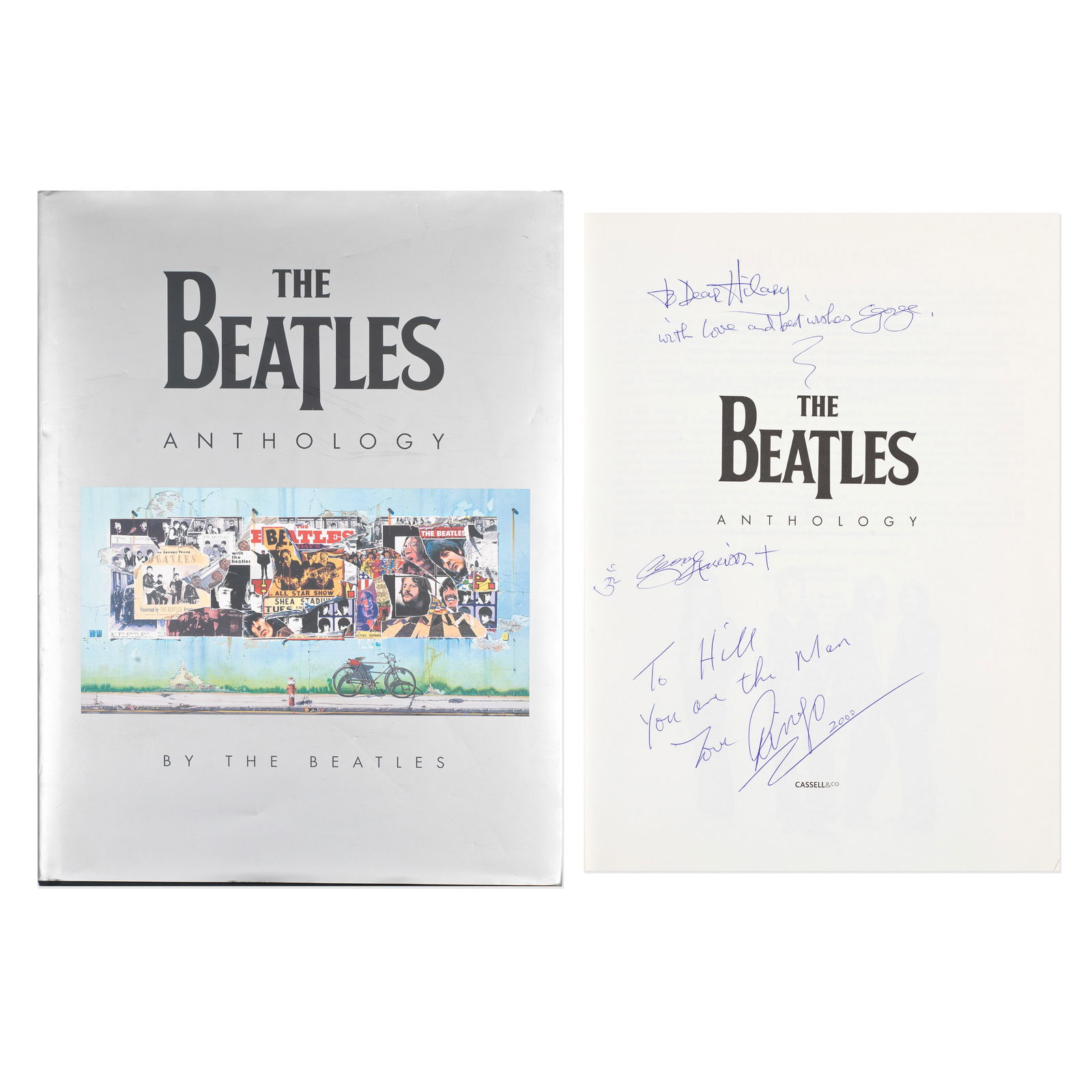 The Beatles: A Copy Of The Beatles Anthology, Signed And Inscribed By George Harrison And Ringo ...: The Beatles: A Copy Of The Beatles Anthology, Signed And Inscribed By George Harrison And Ringo Starr,Cassell, London, 2000,First Edition, hardback with dust jacket, the inside title page signed in bl