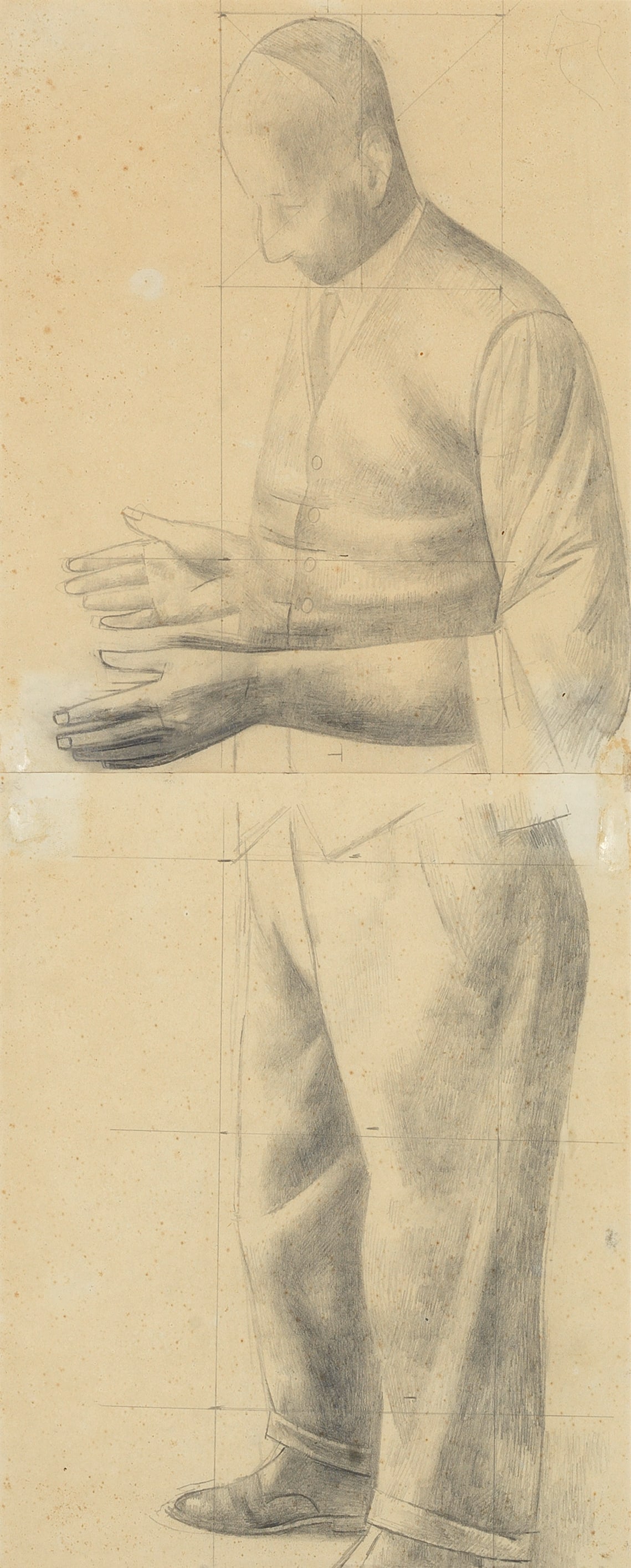 Reginald Brill (British, 1902-1974) The Gardener: Reginald Brill (British, 1902-1974)The Gardener pencil on two sheets of paper, squared for transfer49 x 19.5cm (19 5/16 x 7 11/16in).Footnotes:ProvenanceWith The Phoenix Gallery, Lavenham, where acqui