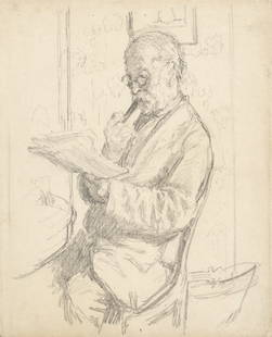 Walter Richard Sickert A.R.A. (British, 1860-1942) Portrait of a Man Reading (unframed) (Execute...: Walter Richard Sickert A.R.A. (British, 1860-1942)Portrait of a Man Reading pencil on paper26 x 21.5cm (10 1/4 x 8 7/16in).(unframed)Executed circa 1910-12Footnotes:We are grateful to Dr. Wendy Baron