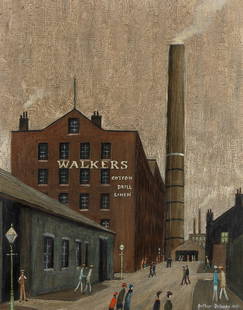 Arthur Delaney (British, 1927-1987) The Walkers Factory: Arthur Delaney (British, 1927-1987)The Walkers Factory signed and dated 'Arthur Delaney 1963' (lower right)oil on board32.5 x 26cm (12 13/16 x 10 1/4in).Footnotes:ProvenanceThe Collection of Selwyn De