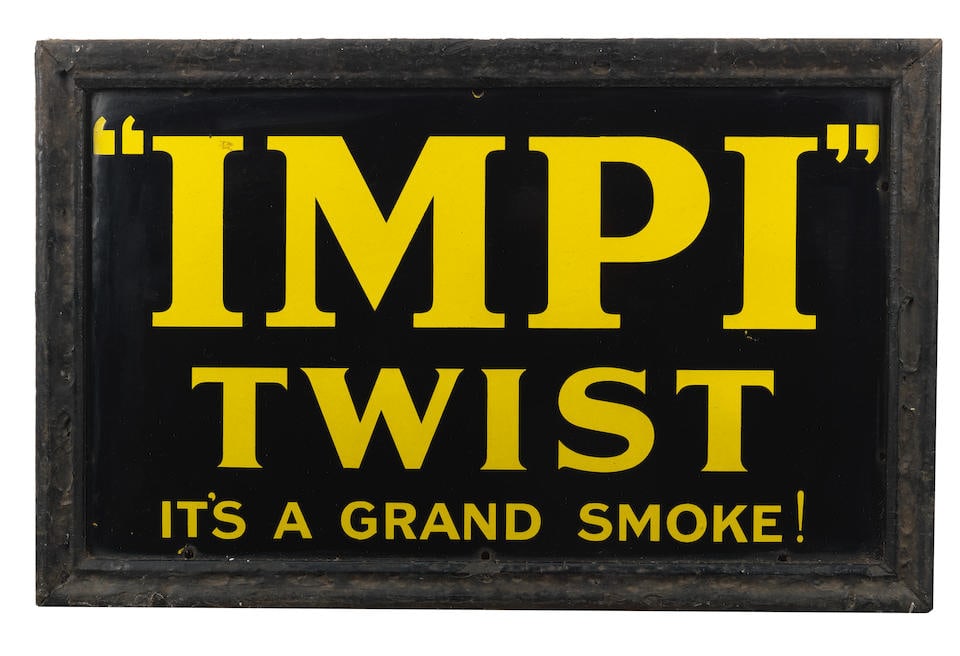 An 'IMPI' Twist It's A Grand Smoke, enamel advertising sign, (1 of 1)