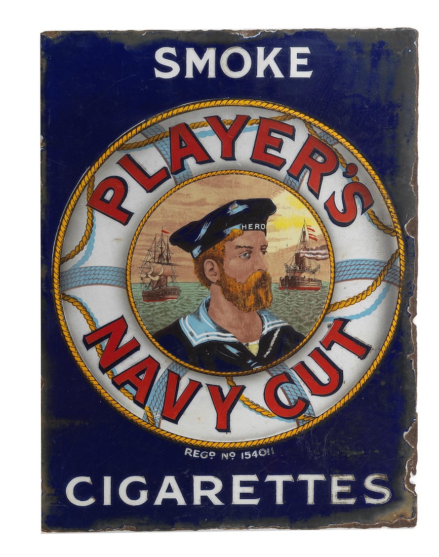 A Smoke Player's Navy Cut Cigarettes enamel sign, (1 of 2)