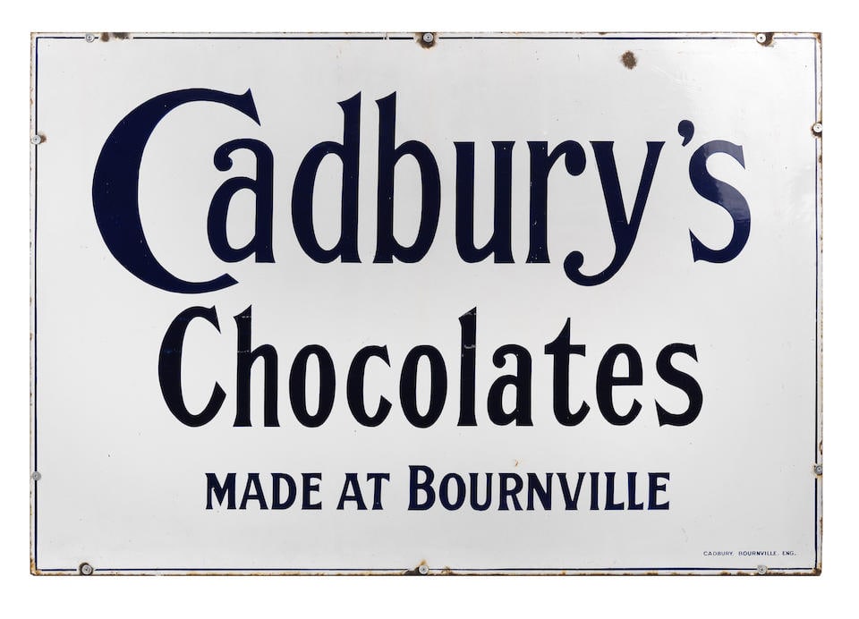 A Cadbury's Chocolates Made at Bournville enamel advertising sign, (1 of 1)