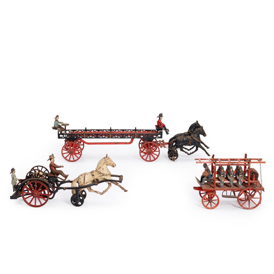 Three Painted Iron Firetrucks, New York and Europe, late 19th century. (1 of 1)