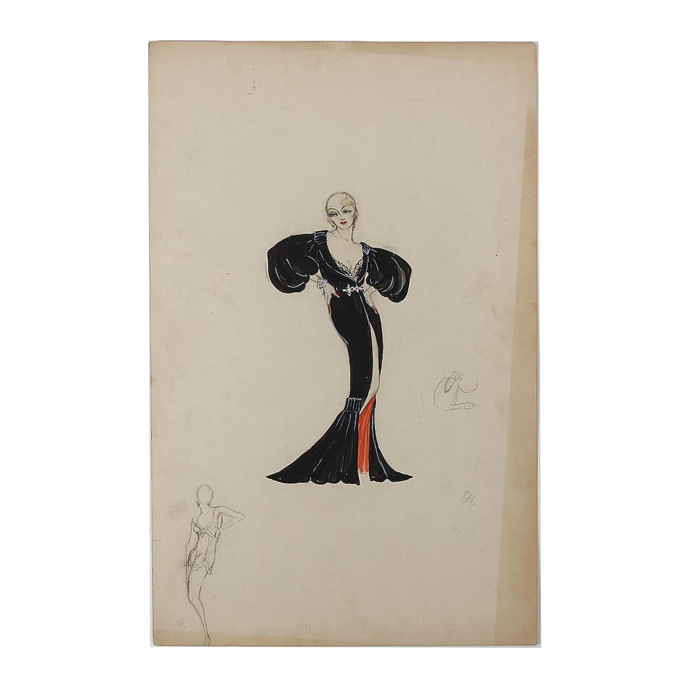 Gertrude Michael 'Rita Ross' Costume Sketch Designed by Travis Banton for Murder at the Vanities. (1 of 2)