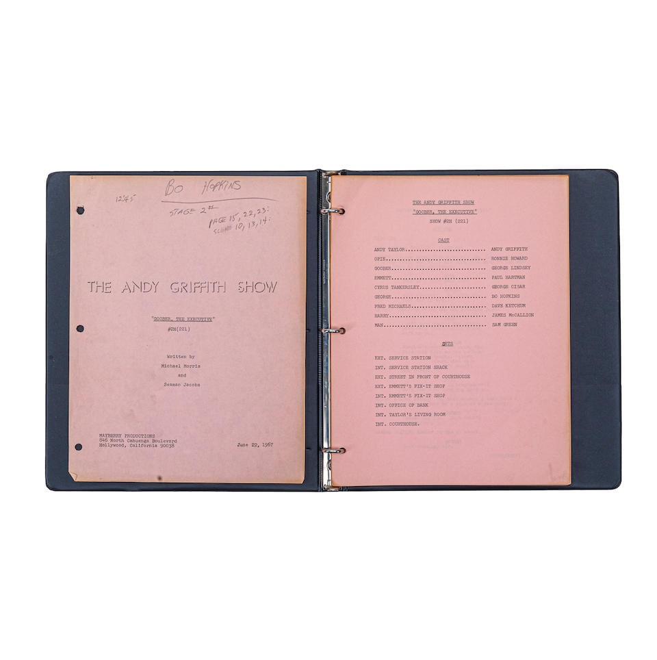 Bo Hopkins 'George' Annotated Script for The Andy Griffith Show. (1 of 1)