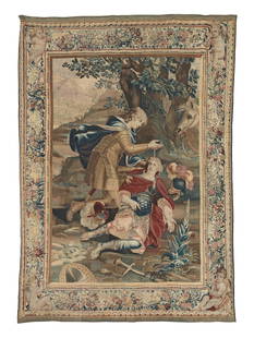 An impressive French (Paris) historical tapestry depicting Tancred and Clorinda Third quarter 17...: An impressive French (Paris) historical tapestry depicting Tancred and Clorinda Third quarter 17th century, probably manufactured by Raphael and Sebastien-Francois de la Planche, Paris, possibly after