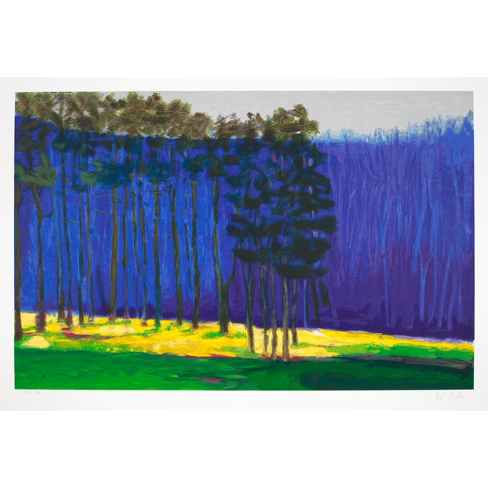 Wolf Kahn (1927-2020); Dark Pines;: Wolf Kahn (1927-2020) Dark Pines, 2001 Screenprint in colors on wove paper, signed in pencil and numbered 'PP 5/9' (a printer's proof, aside from the edition of 108), with the blindstamp of the printe