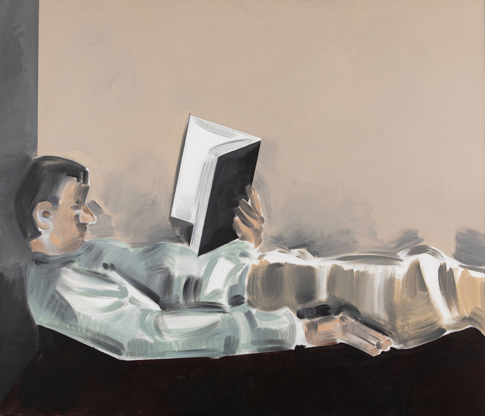 Apostolos Georgiou (Greek, born 1952) Le lecteur (Peint en 2004.signed and dated (on the reverse...: Apostolos Georgiou (Greek, born 1952) Le lecteur signé en grec et daté '04' (au revers) huile sur toile 120 x 140cm (47 1/4 x 55 1/8in). Peint en 2004. signed and dated (on the rever