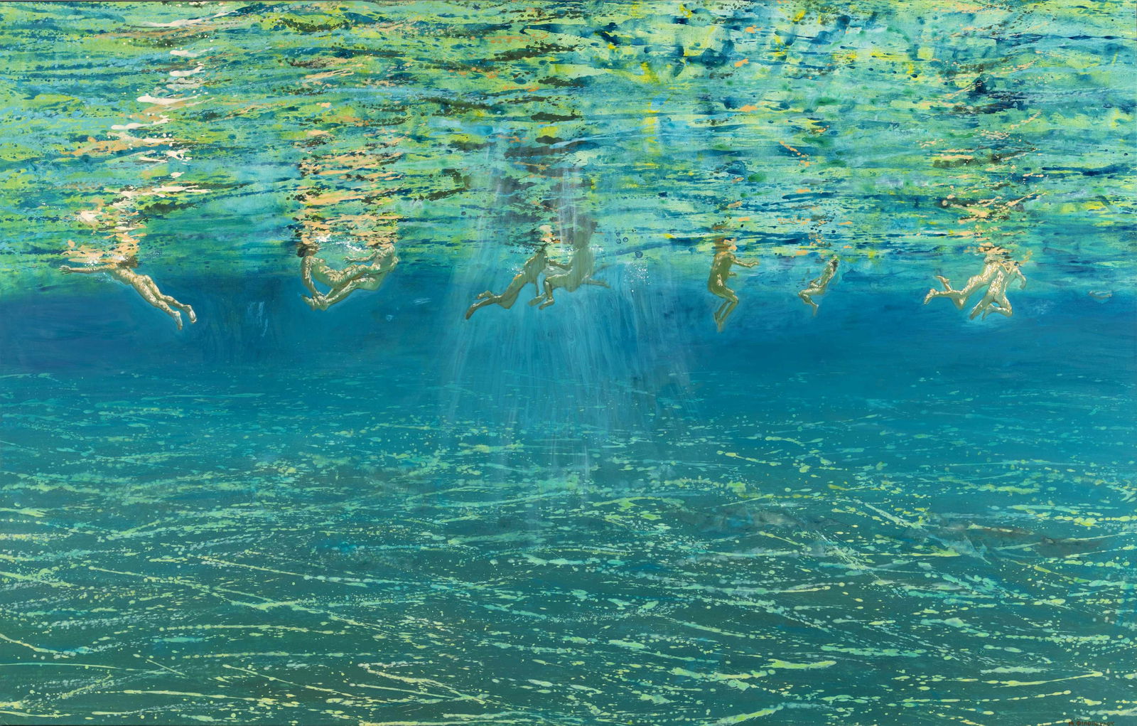Maria Filopoulou (Greek, born 1964) Nageurs (signed in Greek (lower right)oil on canvas) (1 of 1)