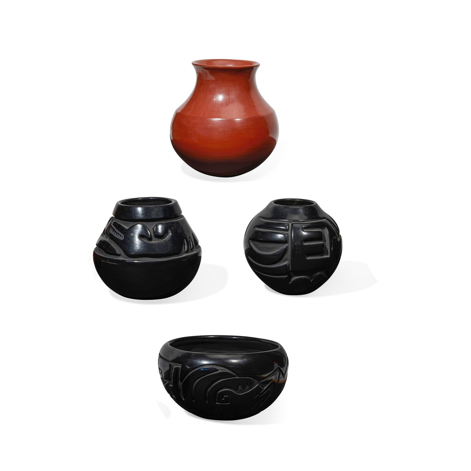 Four Santa Clara pottery jars (1 of 2)