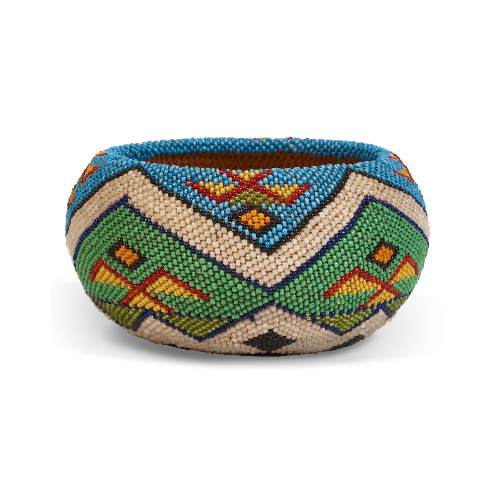 A Lucy Telles Mono Lake Paiute beaded basket (1 of 3)