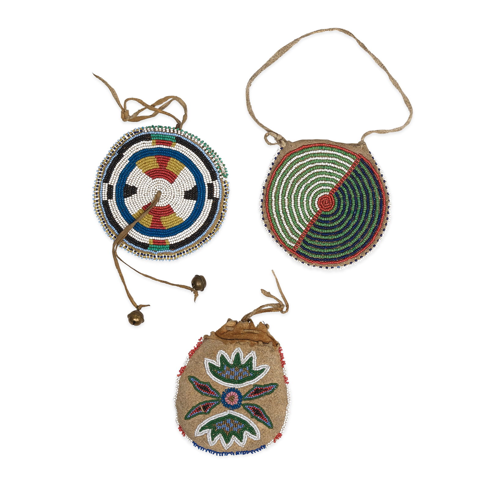 Three Plateau or Plains beaded pouches (1 of 2)
