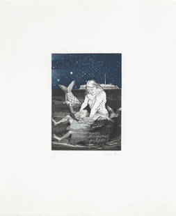 Dame Paula Rego R.A. (British, 1935-2022) Mermaid Drowning Wendy, from Peter Pan Etching and aqu...: Dame Paula Rego R.A. (British, 1935-2022)Mermaid Drowning Wendy, from Peter Pan (Rosenthal 86) Etching and aquatint in colours, 1992, on Somerset wove paper, signed and numbered 39/50 in pencil (there