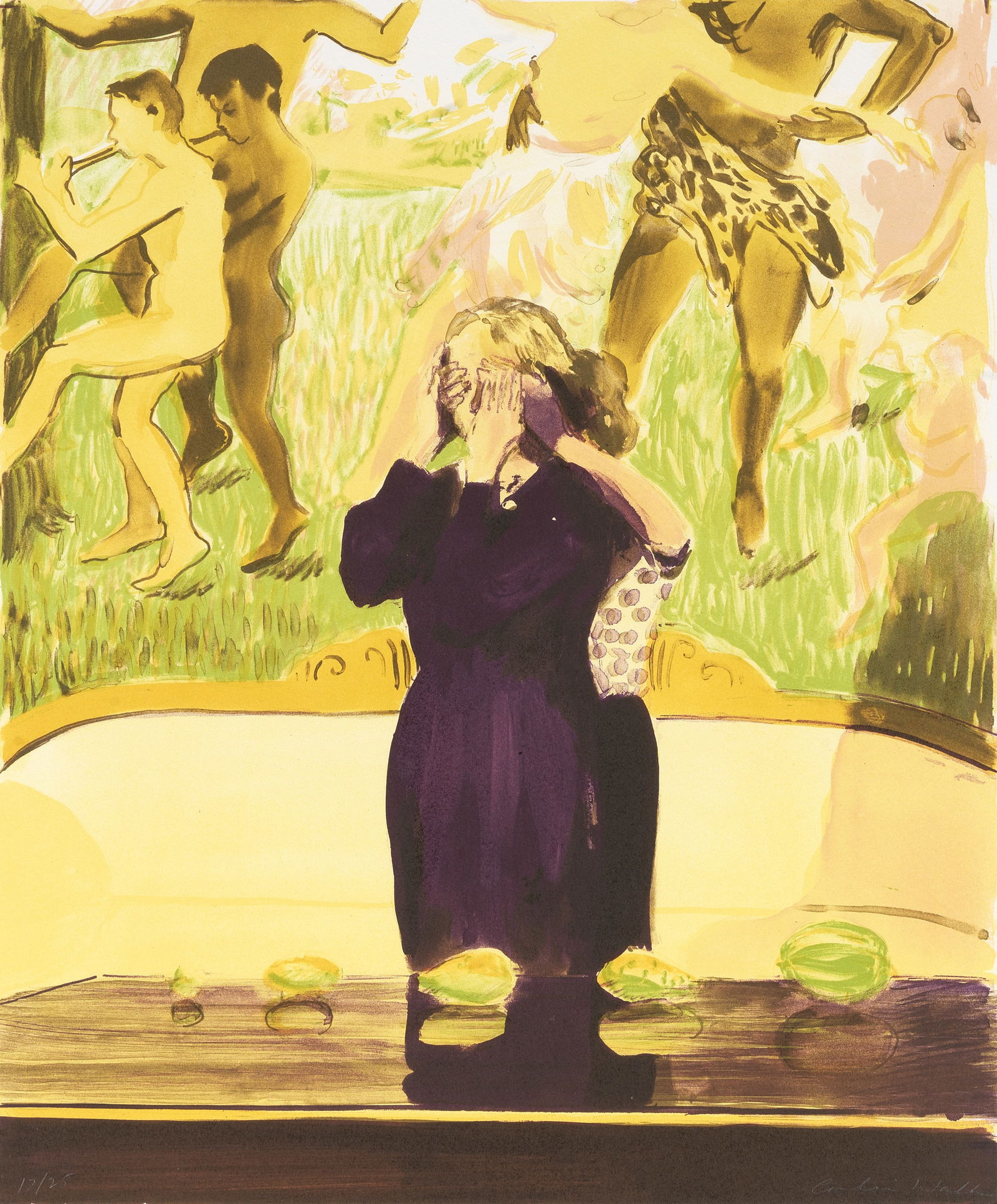 Caroline Walker (British, born 1982) Local Custom, from Initiations Lithograph in colours, 2014,...: Caroline Walker (British, born 1982)Local Custom, from Initiations Lithograph in colours, 2014, on wove paper, signed and numbered 17/25 in pencil (there were also three artist's proofs), published by