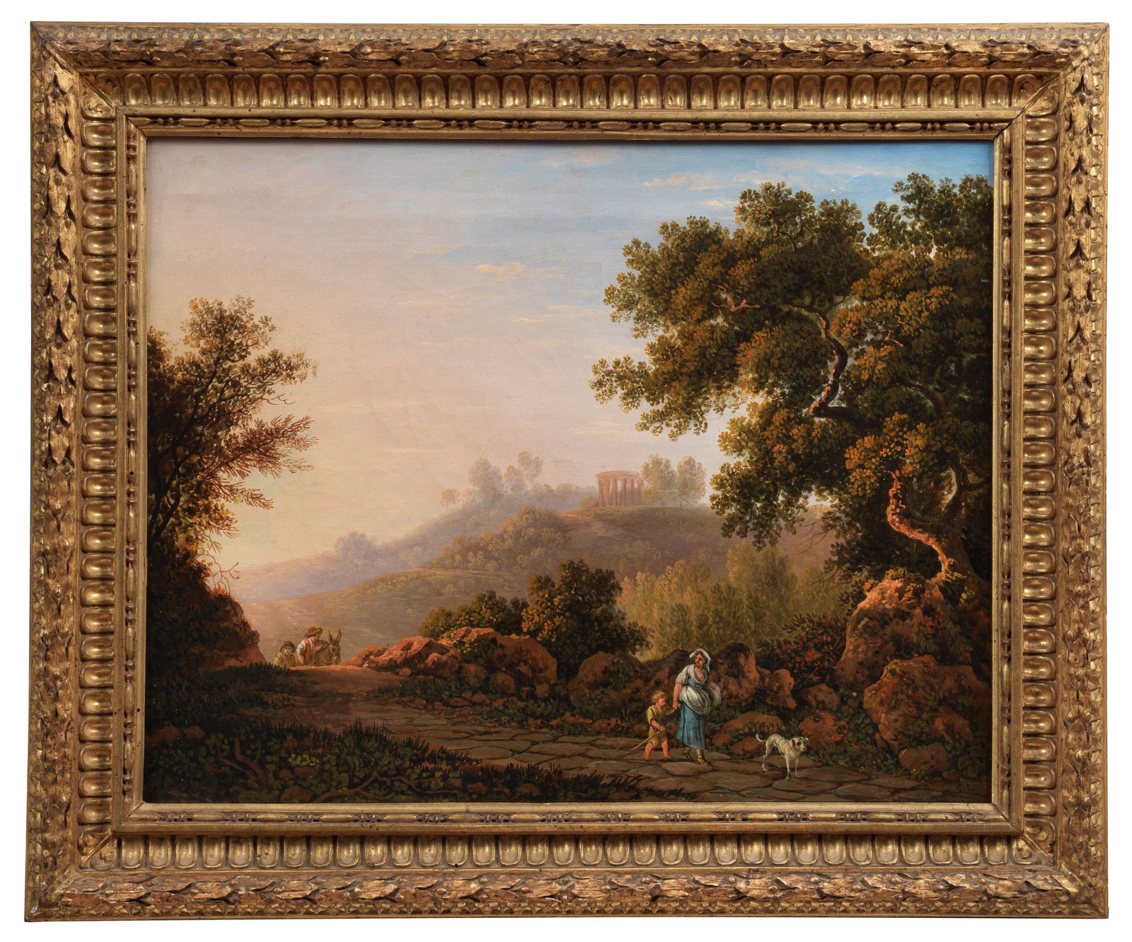 Carlo Labruzzi (Italian, 1748-1817) An Italianate landscape with travellers on a country path; a...: Carlo Labruzzi (Italian, 1748-1817) An Italianate landscape with travellers on a country path; and An Italianate landscape with a drover and his herd each signed with initials 'C.L' (lower right) a pa