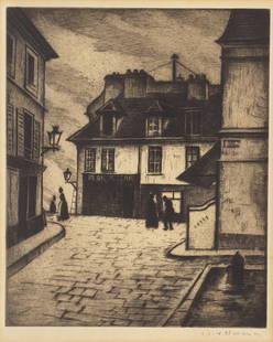 Christopher Richard Wynne Nevinson A.R.A. (British, 1889-1946) La Butte Montmartre Drypoint and ...: Christopher Richard Wynne Nevinson A.R.A. (British, 1889-1946) La Butte Montmartre (Black 97) Drypoint and aquatint, 1922, on laid paper, signed in pencil Plate 234 x 193mm (9 1/4 x 7 5/8in) Sheet 390