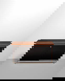 JULES WABBES (1919-1974) Sideboardcirca 1960for Le Mobilier Universel, wenge wood, composite, pl...: JULES WABBES (1919-1974) Sideboard circa 1960 for Le Mobilier Universel, wenge wood, composite, plywood, chrome-plated steel height 28 1/2in (72cm); width 51 1/4in (130cm); depth 19 1/4in (49cm) Footn