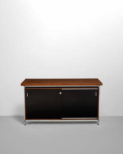 JULES WABBES (1919-1974) Sideboardcirca 1960for Le Mobilier Universel, wenge wood, composite, pl...: JULES WABBES (1919-1974) Sideboard circa 1960 for Le Mobilier Universel, wenge wood, composite, plywood, chrome-plated steel height 28 1/2in (72cm); width 51 1/4in (130cm); depth 19 1/4in (49cm) Footn