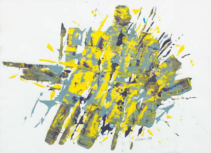 William Gear RA (British, 1915-1997) Yellow, Grey and Black: William Gear RA (British, 1915-1997)Yellow, Grey and Black signed and dated in pencil 'Gear '89' (lower right)acrylic on paper31.5 x 41.5cm (12 3/8 x 16 5/16in).Footnotes:ProvenanceAnon. sale, Bonhams