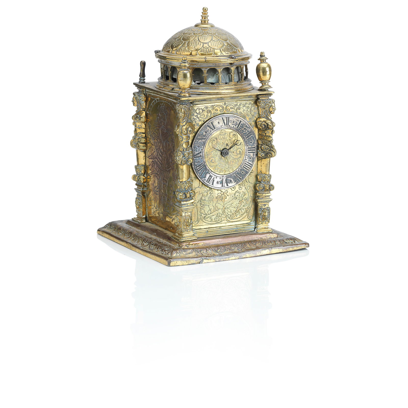 A 17th century and later German copper and brass table clock (1 of 1)