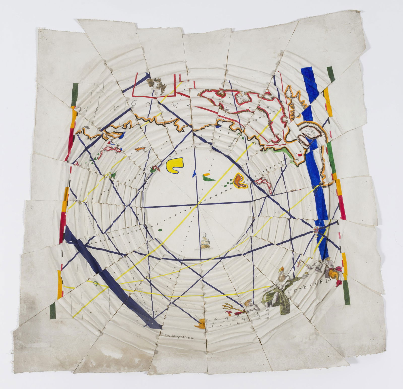 MIGUEL ANGEL RIOS (born 1943) Little Venezuelan: MIGUEL ANGEL RIOS (born 1943) Little Venezuelan 1994 Signé et daté en bas au milieu Technique mixte Toile découpée et plisée Getekend en gedateerd middenonder Gemengde techni